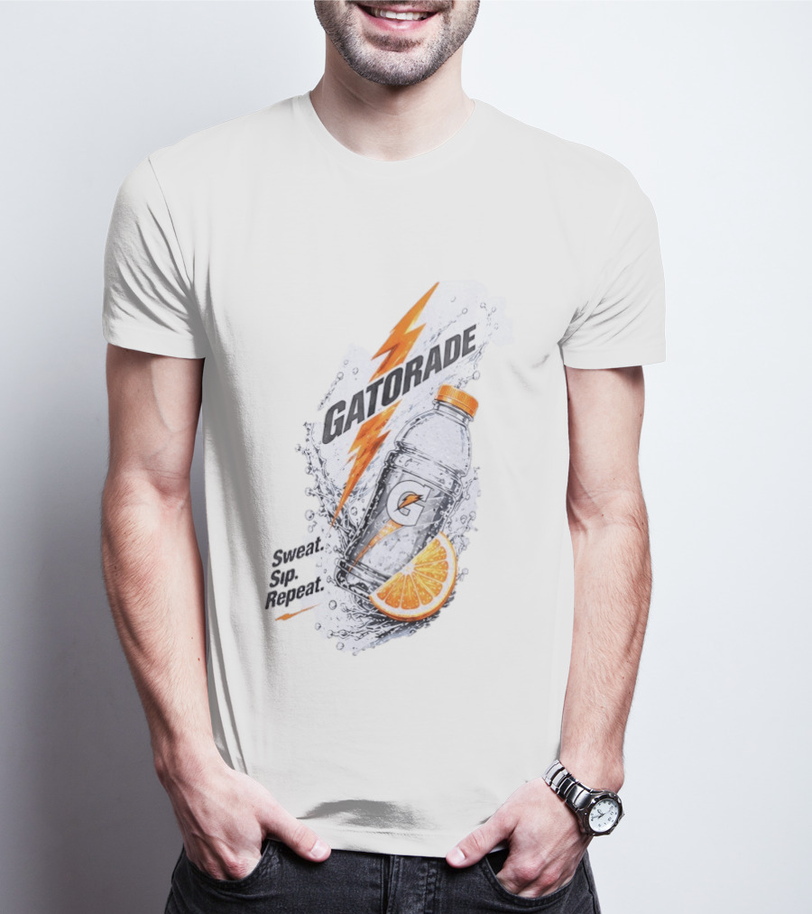 Gatorade Sweat Sip Repeat Lightning Bolt Orange Slice Bottle T-Shirt