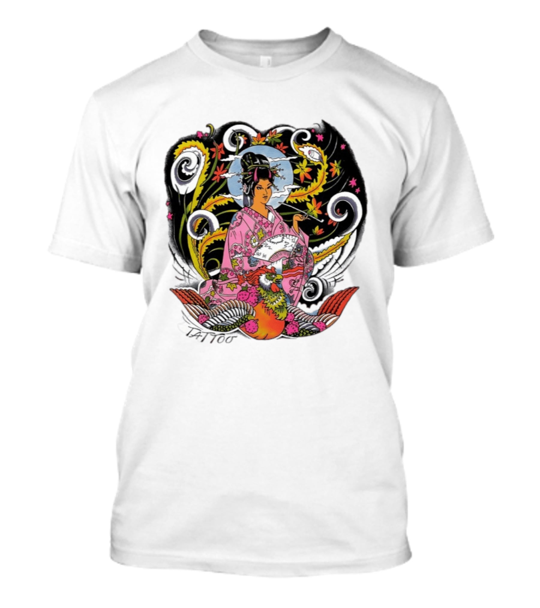 Geisha Tattoo Japanese Traditional Phoenix Kimono T-Shirt