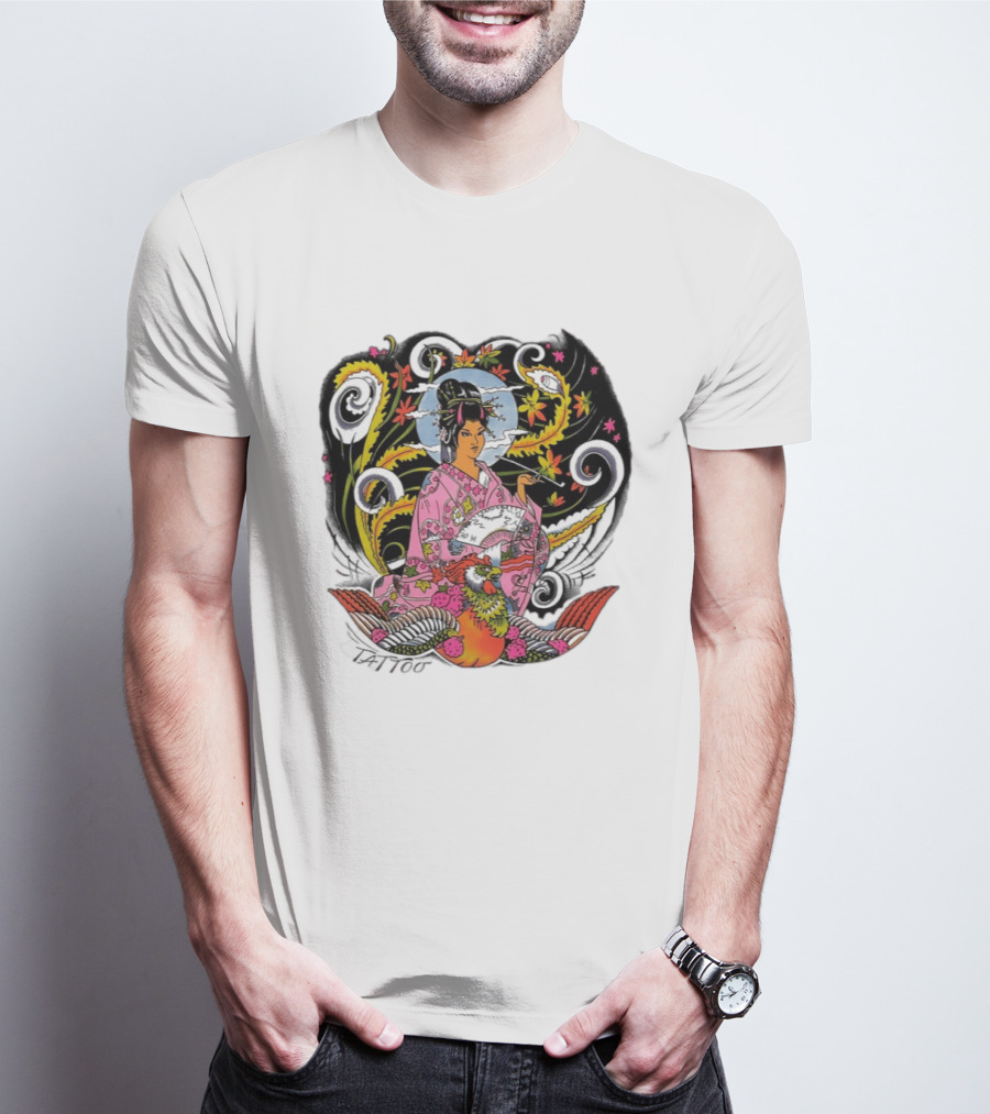 Geisha Tattoo Japanese Traditional Phoenix Kimono T-Shirt
