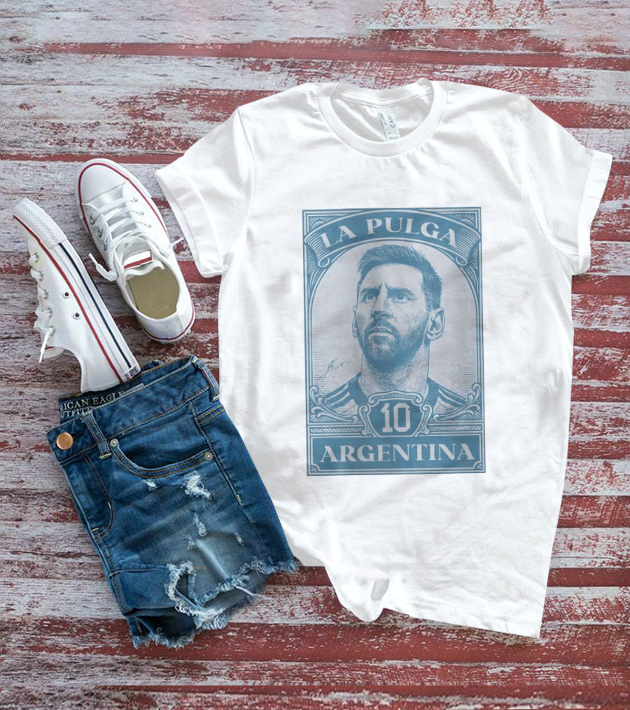 La Pulga Argentina 10 Stamp Messi T-Shirt