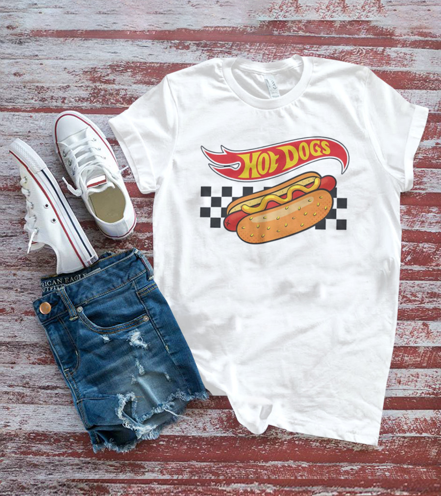 Hot Dogs Checkerboard Flame And Bun T-Shirt