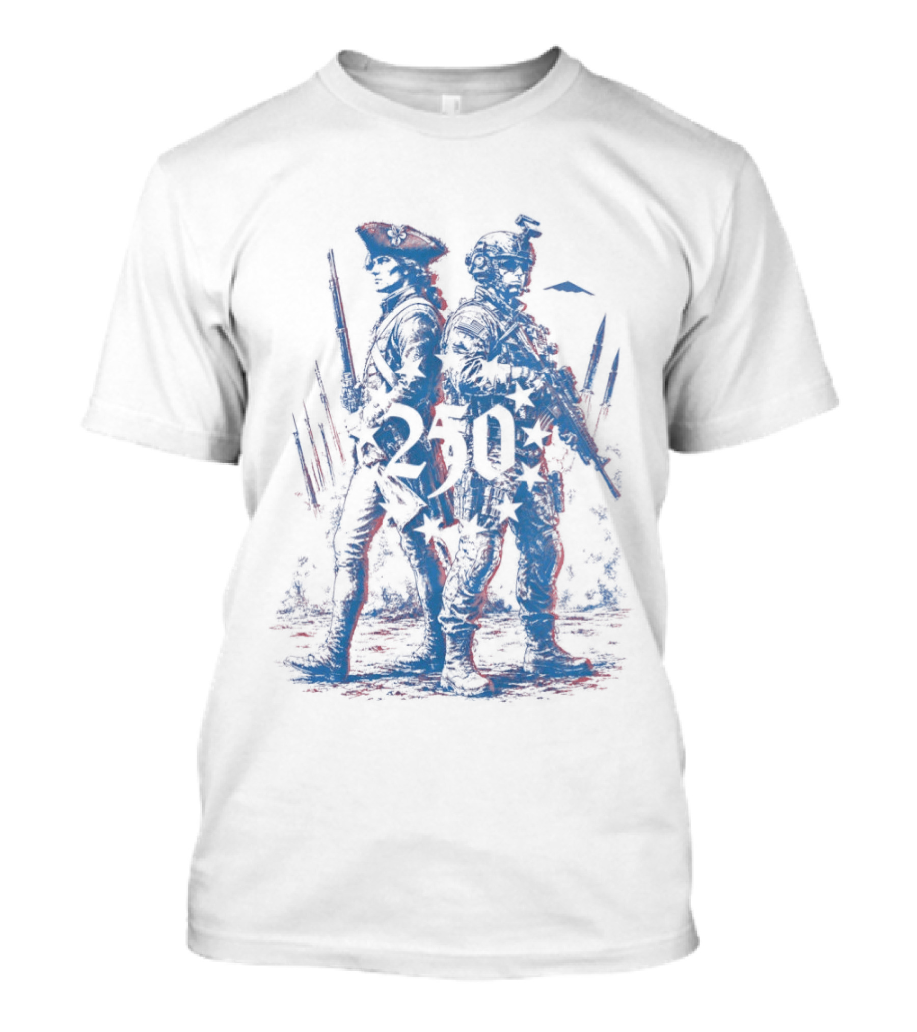 American Revolutionary War Soldier Modern Infantry 250 Years Of Service T-Shirt