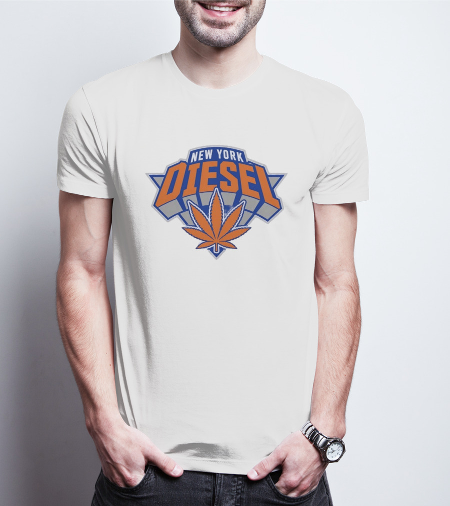 New York Diesel Cannabis Knicks Weed Leaf Basketball T-Shirt