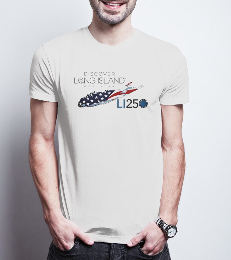 Discover Long Island New York LI250 American Flag Map T-Shirt