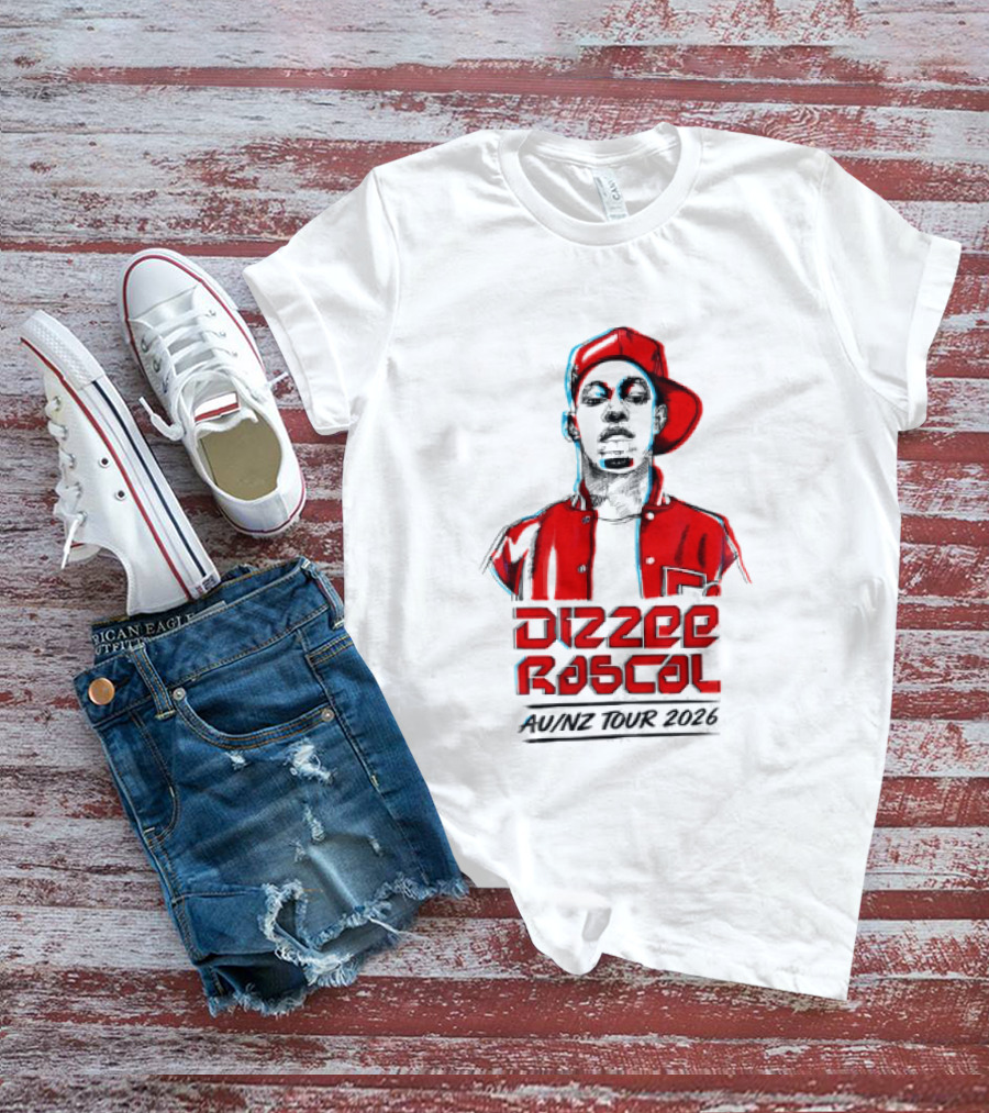 Dizzee Rascal AU NZ Tour 2026 Red Graphic Cap Image T-Shirt