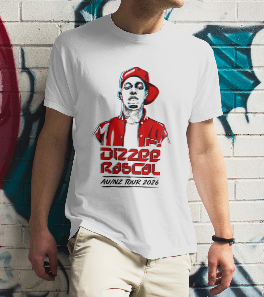 Dizzee Rascal AU NZ Tour 2026 Red Graphic Cap Image T-Shirt