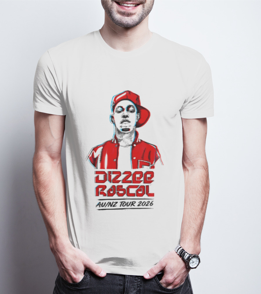 Dizzee Rascal AU NZ Tour 2026 Red Graphic Cap Image T-Shirt