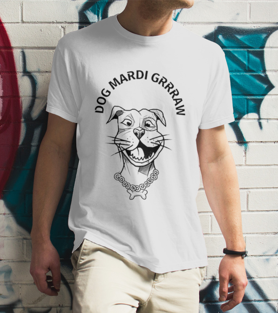 Dog Mardi Grrraw Celebratory Canine With Beads T-Shirt