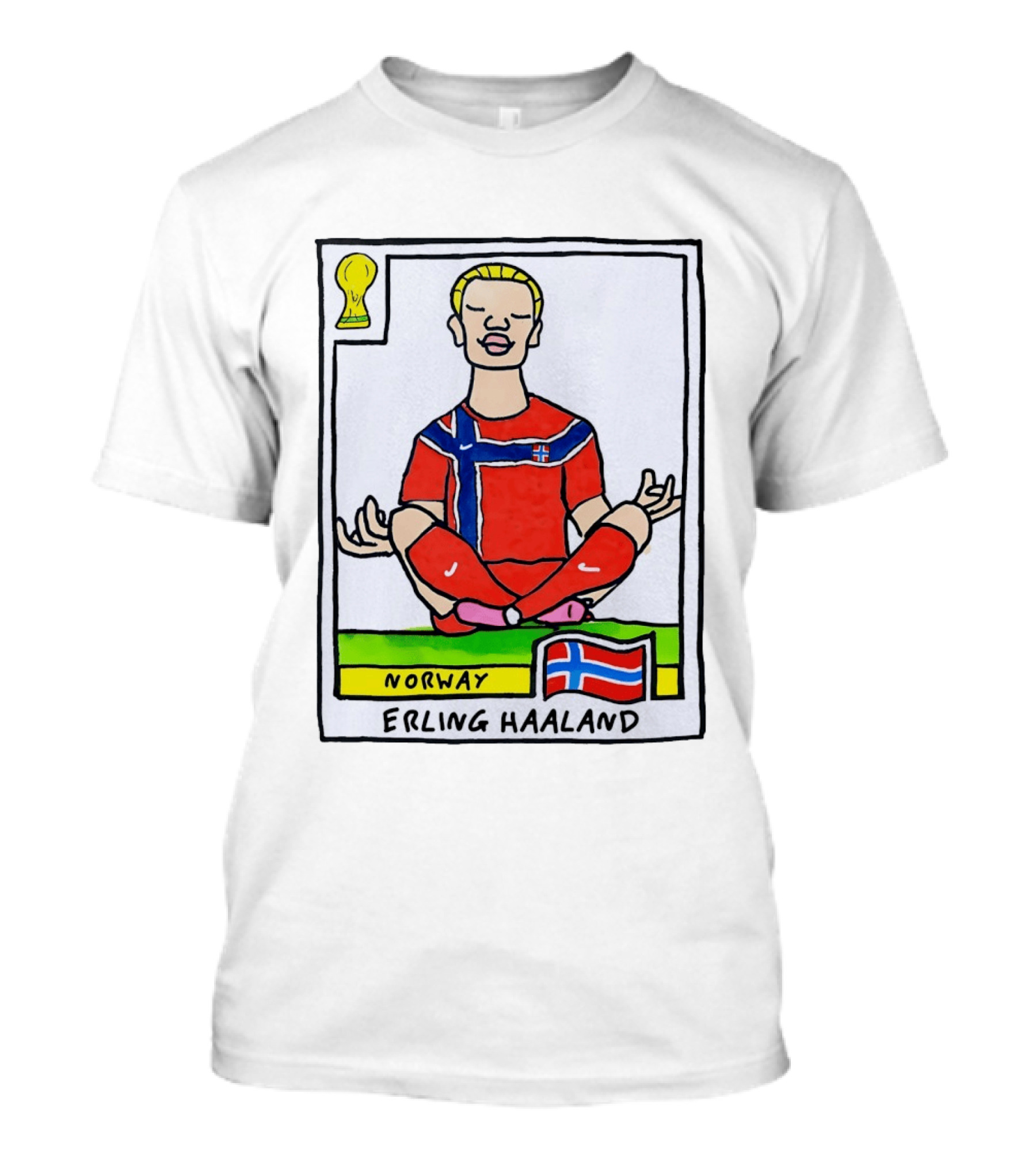 Erling Haaland Norway Soccer Meditation Cartoon Norway Flag T-Shirt