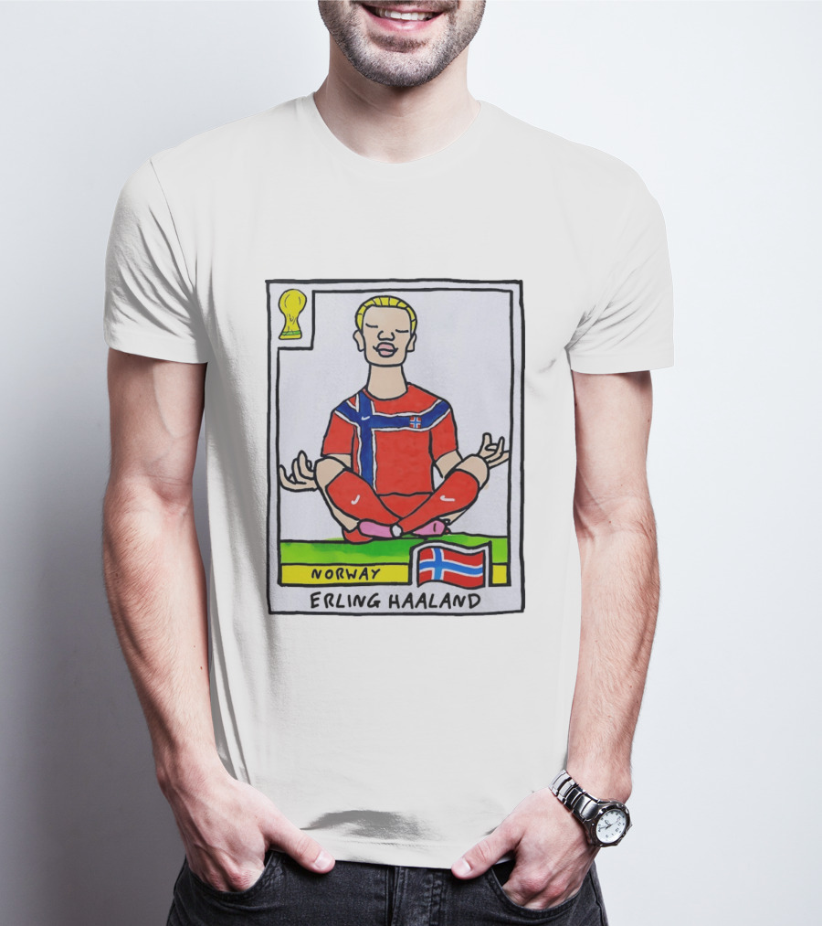 Erling Haaland Norway Soccer Meditation Cartoon Norway Flag T-Shirt