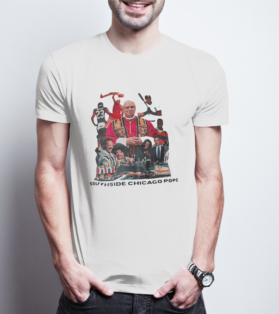 Southside Chicago Pope Michael Jordan Barack Obama City Collage T-Shirt