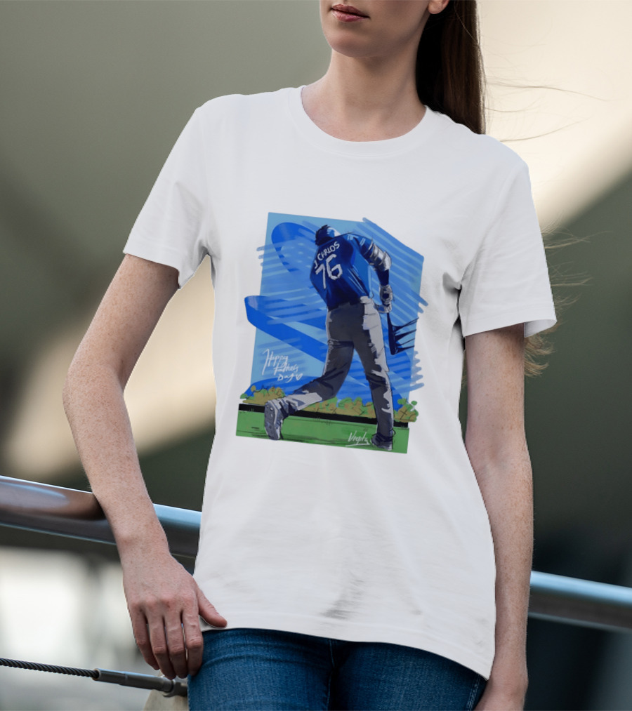 Carlos 76 Happy Fathers Day Baseball Player Sports T-Shirt