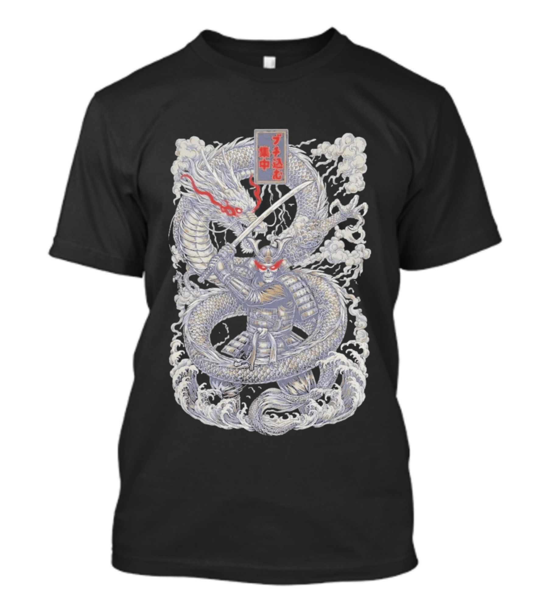 Zero Foxtrot Focused Fury Samurai Dragon Japanese Kanji T-Shirt