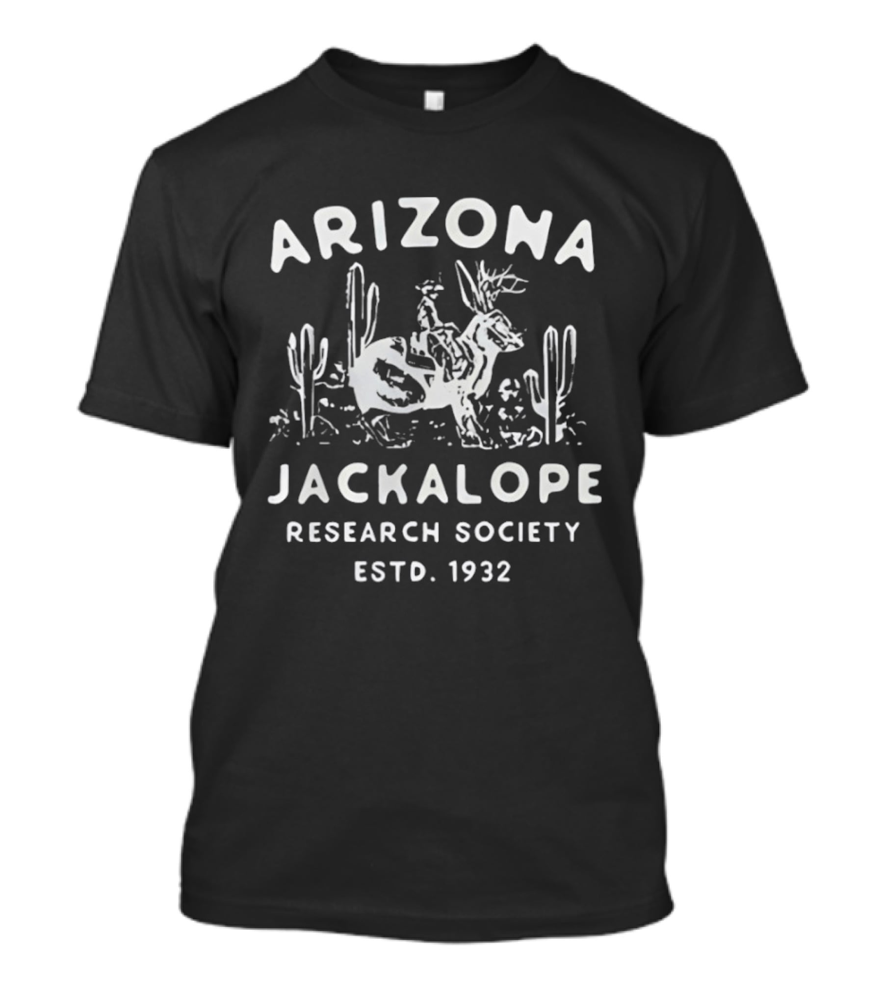 Arizona Jackalope Research Society Estd 1932 Cactus Desert Scene T-Shirt