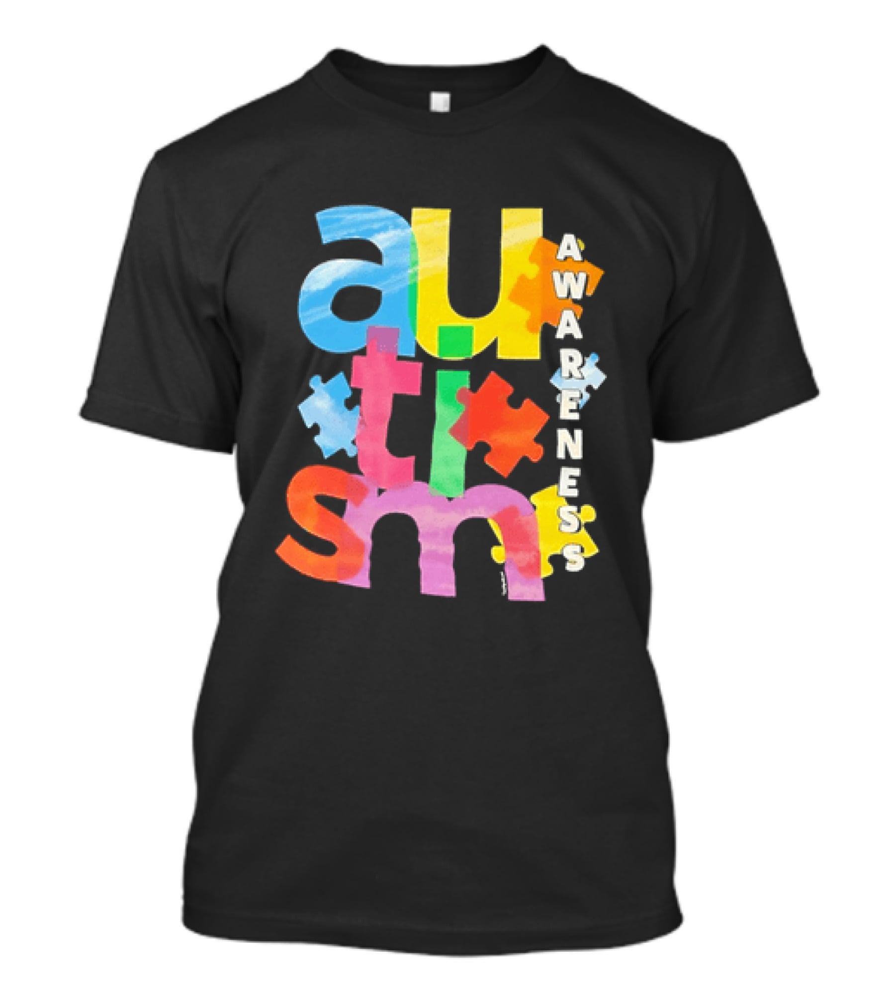 Autism Awareness Puzzle Colorful Letters And Pieces T-Shirt