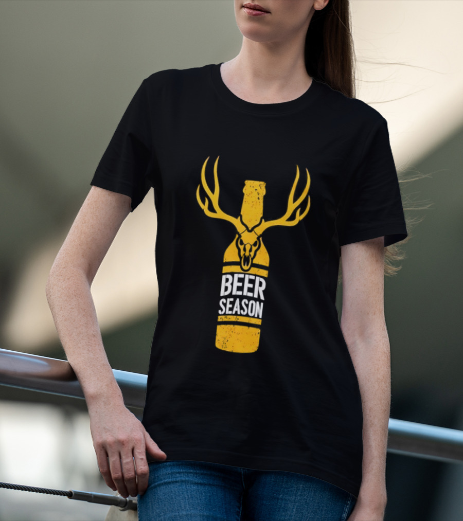 Beer Season Deer Antlers Bottle Hunting T-Shirt