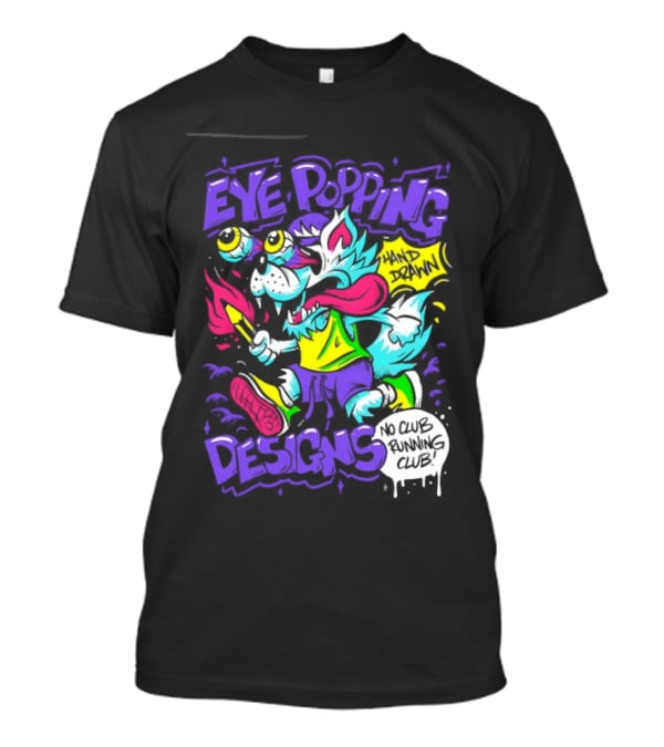 Eye Popping Wolf Hand Drawn No Club Running Club T-Shirt
