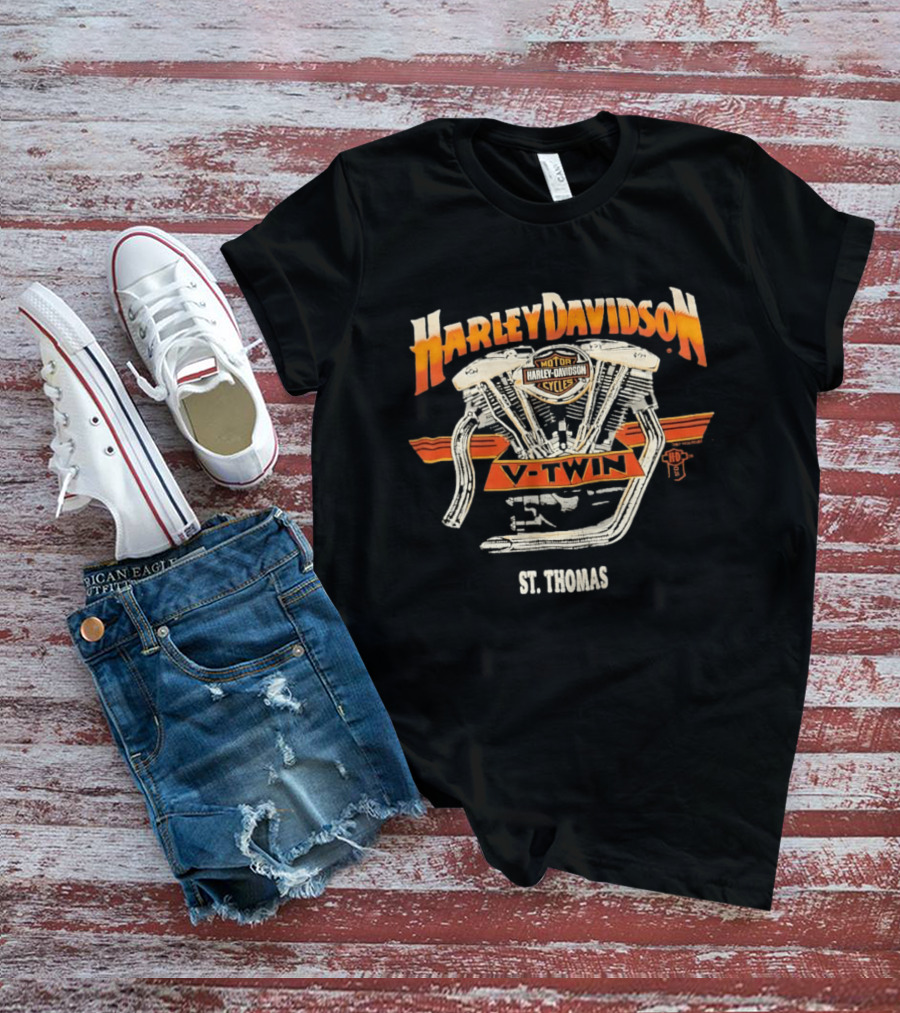 Harley Davidson Motor Cycles V Twin St Thomas 1987 T-Shirt