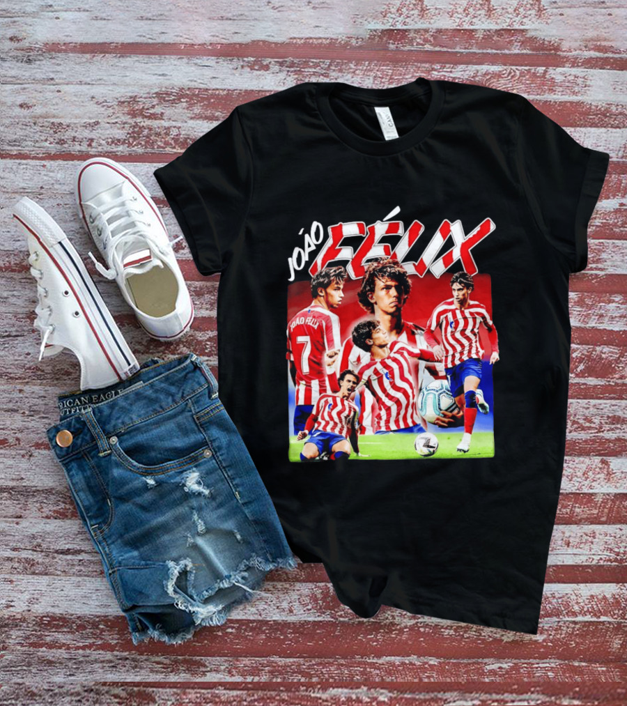 Joao Felix Atletico Madrid Number 7 Soccer Star Collage T-Shirt