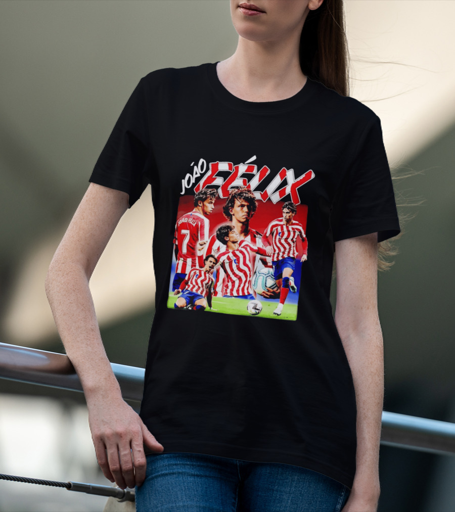 Joao Felix Atletico Madrid Number 7 Soccer Star Collage T-Shirt