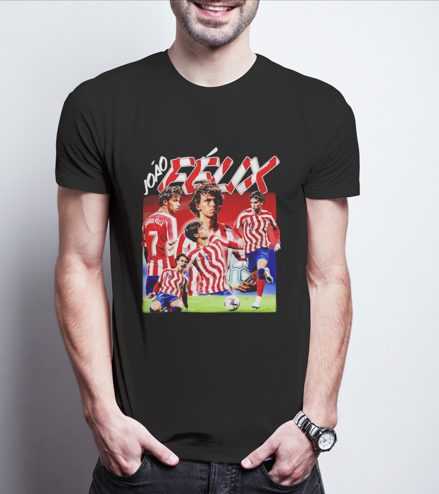 Joao Felix Atletico Madrid Number 7 Soccer Star Collage T-Shirt