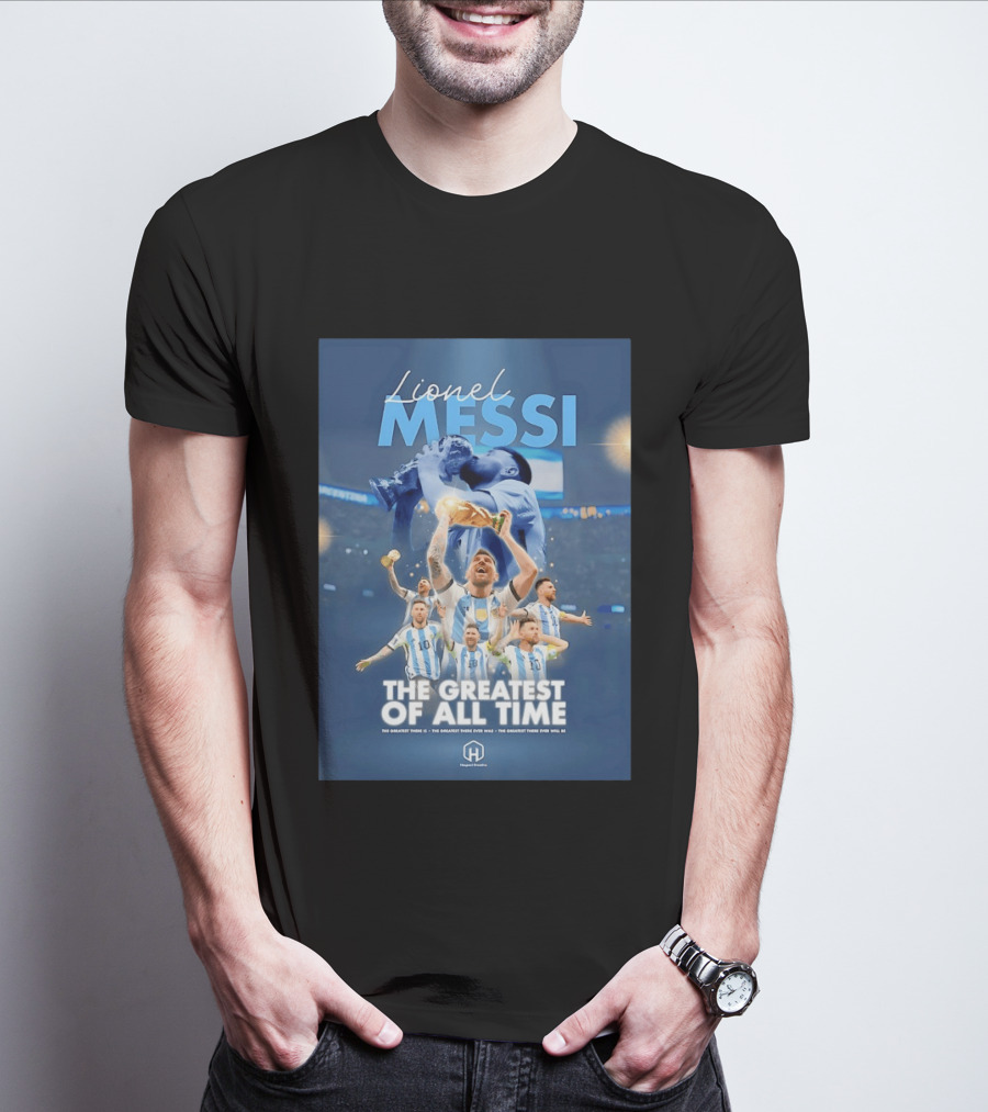 Lionel Messi The Greatest Of All Time Argentina Multi Photo Collage T-Shirt