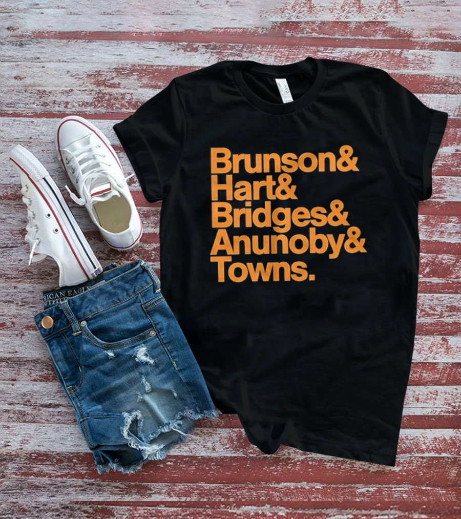 New York Knicks Brunson Hart Bridges Anunoby Towns Lineup T-Shirt