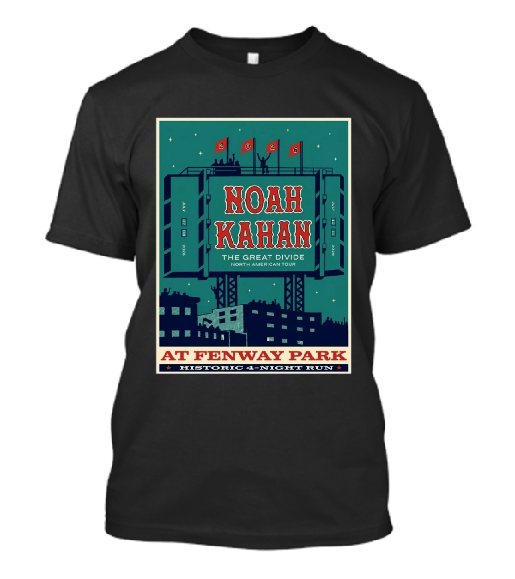 Noah Kahan The Great Divide Tour 2026 Fenway Park July 7 8 10 11 T-Shirt