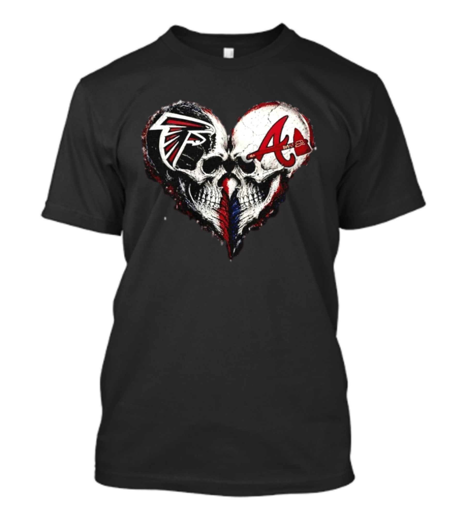 Atlanta Falcons And Atlanta Braves Skull Heart T-Shirt