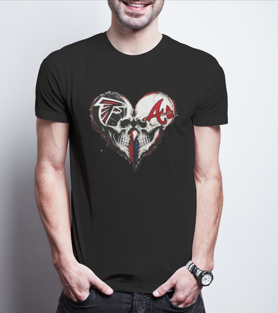 Atlanta Falcons And Atlanta Braves Skull Heart T-Shirt