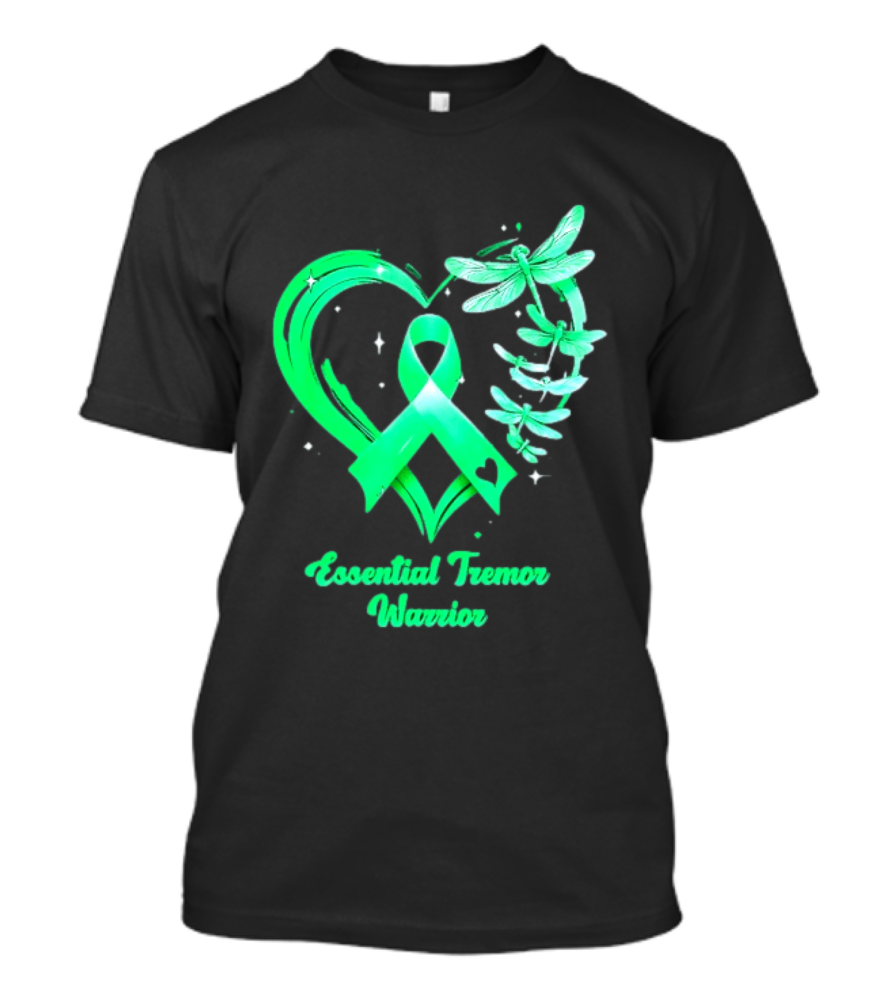 Essential Tremor Warrior Teal Ribbon Dragonfly Heart T-Shirt