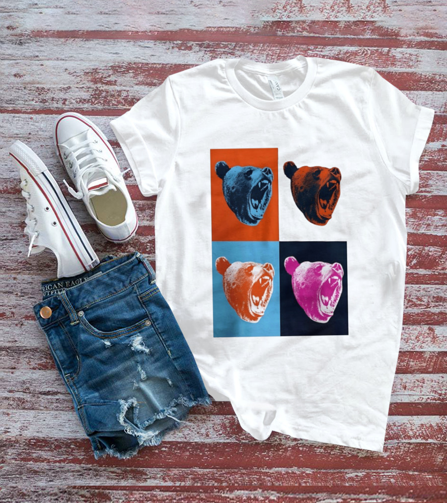 Chicago Bears 2026 Draft Party Pop Art Bear Heads Color Variations T-Shirt