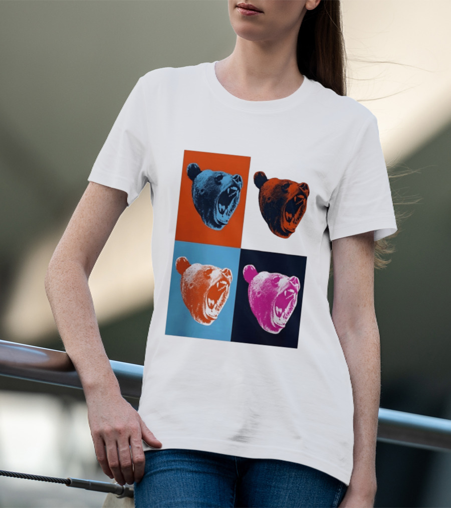 Chicago Bears 2026 Draft Party Pop Art Bear Heads Color Variations T-Shirt