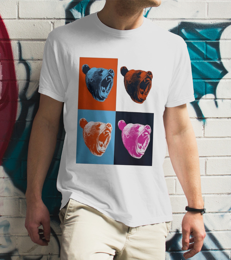 Chicago Bears 2026 Draft Party Pop Art Bear Heads Color Variations T-Shirt