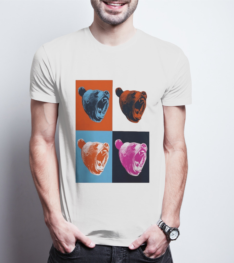 Chicago Bears 2026 Draft Party Pop Art Bear Heads Color Variations T-Shirt