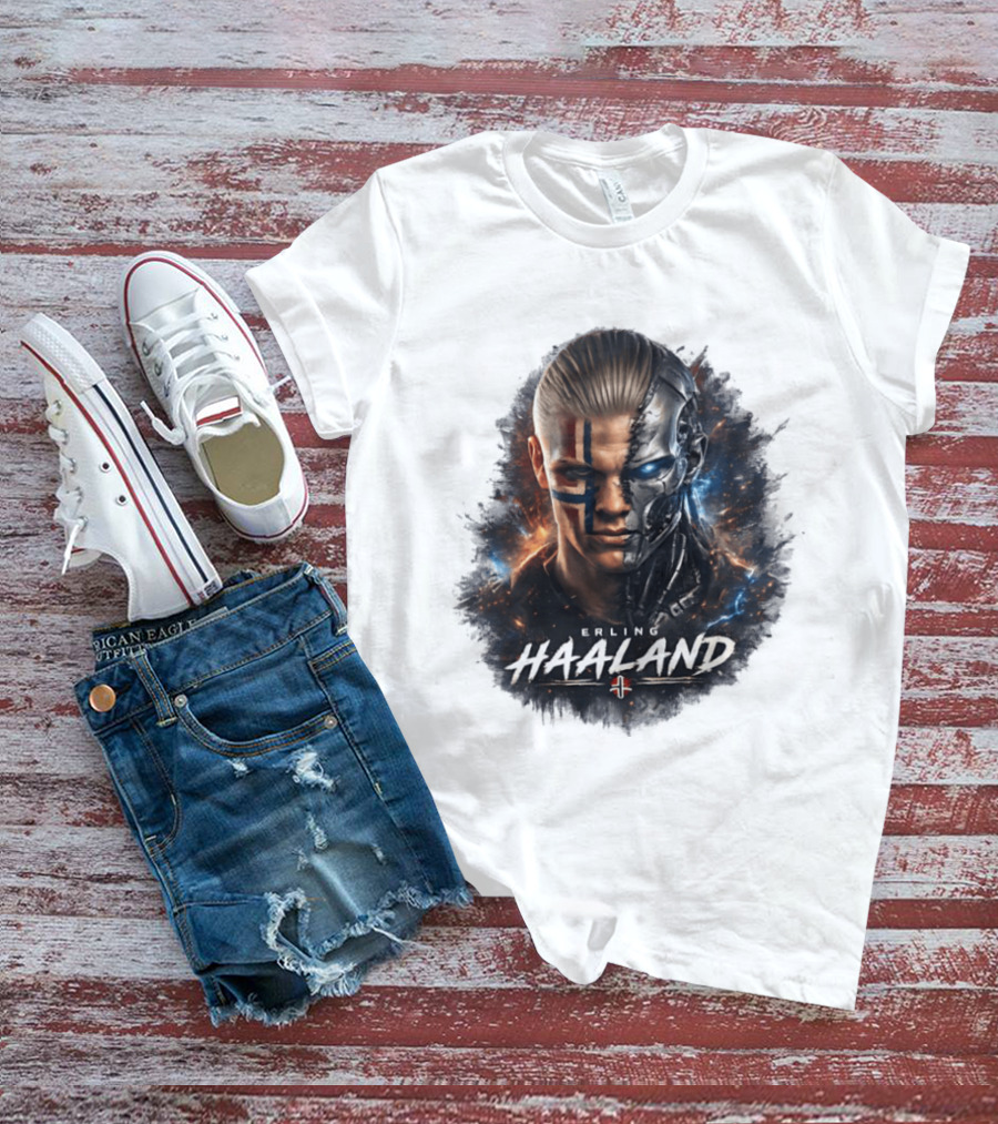 Erling Haaland Cyborg Manchester City Nordic Warrior T-Shirt