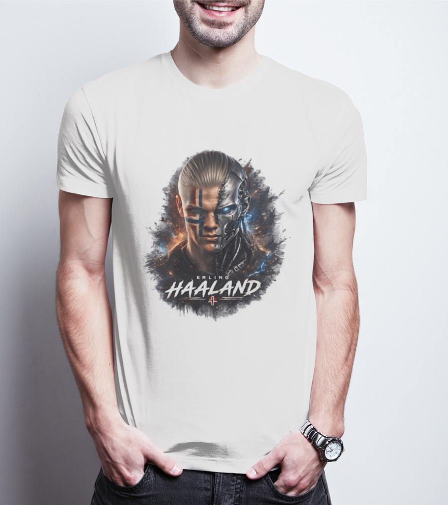 Erling Haaland Cyborg Manchester City Nordic Warrior T-Shirt
