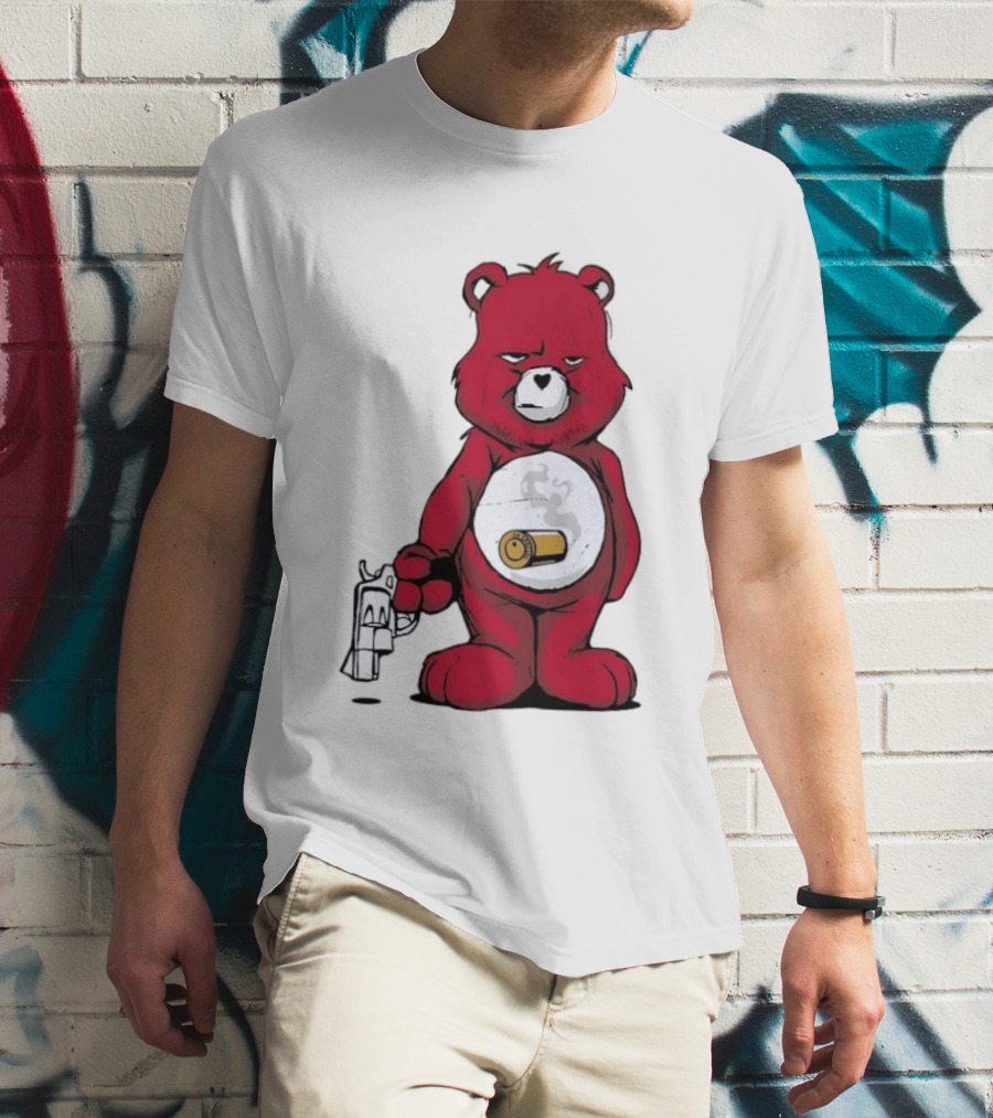 Red Bear With Revolver .38 Special Bullet Smoke T-Shirt