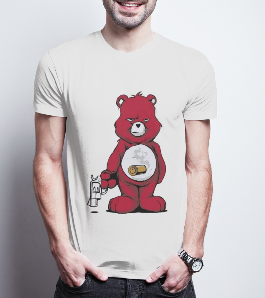 Red Bear With Revolver .38 Special Bullet Smoke T-Shirt