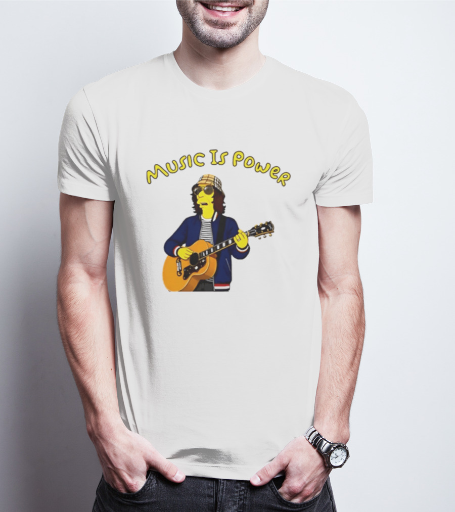 Richard Ashcroft Music Is Power Simpsons Style Guitar T-Shirt