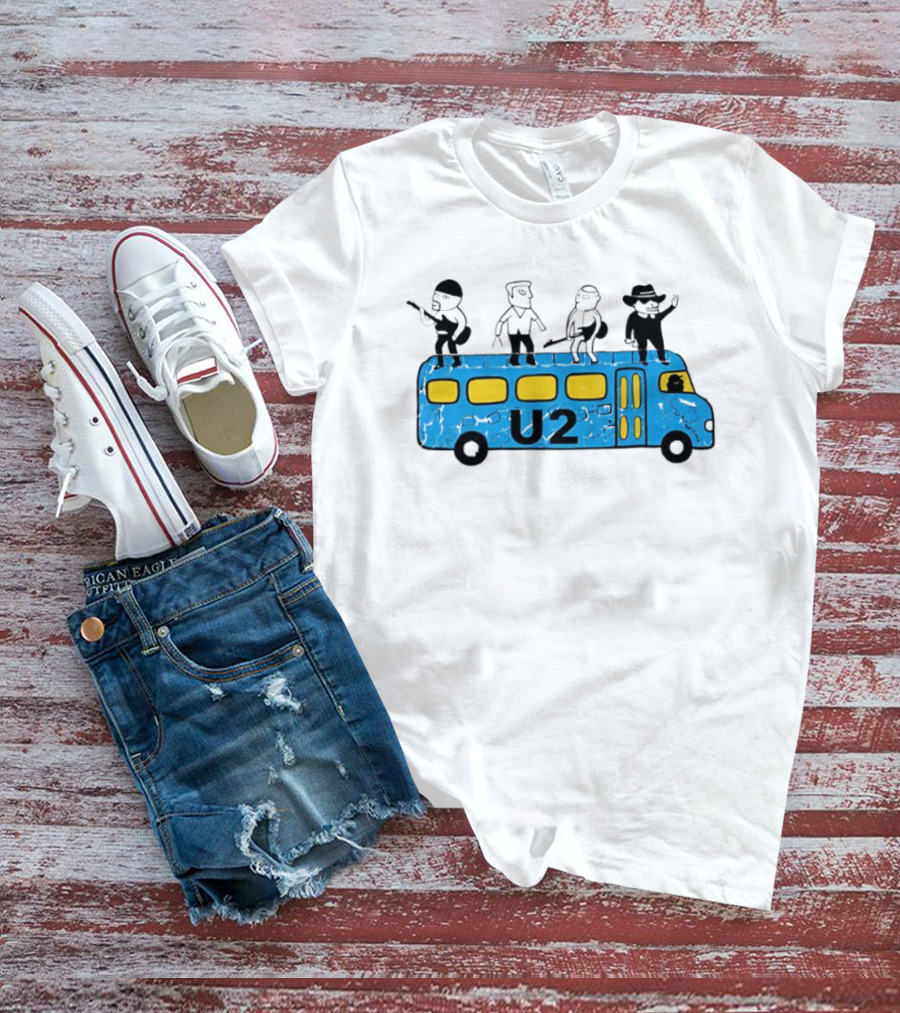 U2 Band Cartoon Bus Music Group On Tour T-Shirt