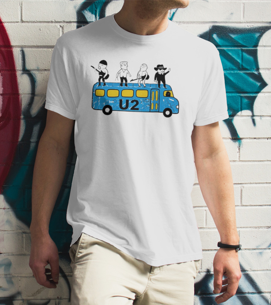 U2 Band Cartoon Bus Music Group On Tour T-Shirt