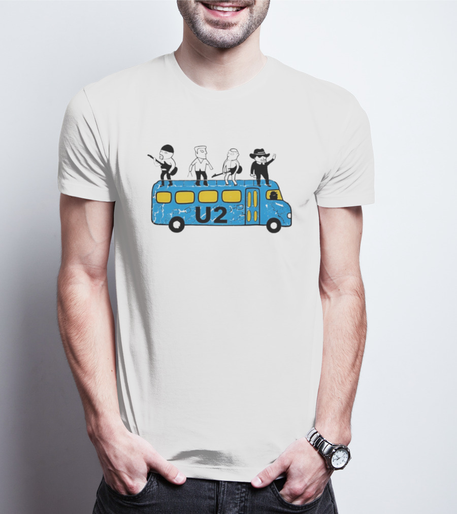 U2 Band Cartoon Bus Music Group On Tour T-Shirt