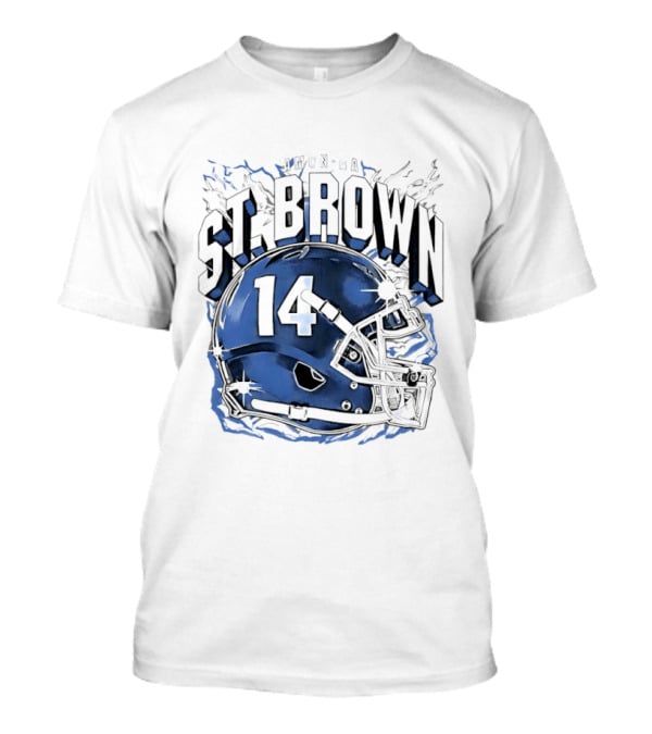 Amon Ra St. Brown 14 Helmet Detroit Lions T-Shirt