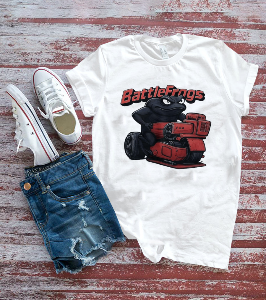 BattleFrogs Frog Riding Red Motorcycle T-Shirt