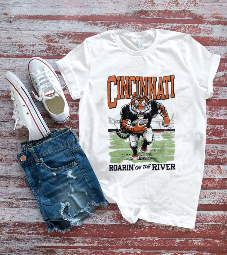 Cincinnati Roarin On The River Tiger Football Tiger T-Shirt