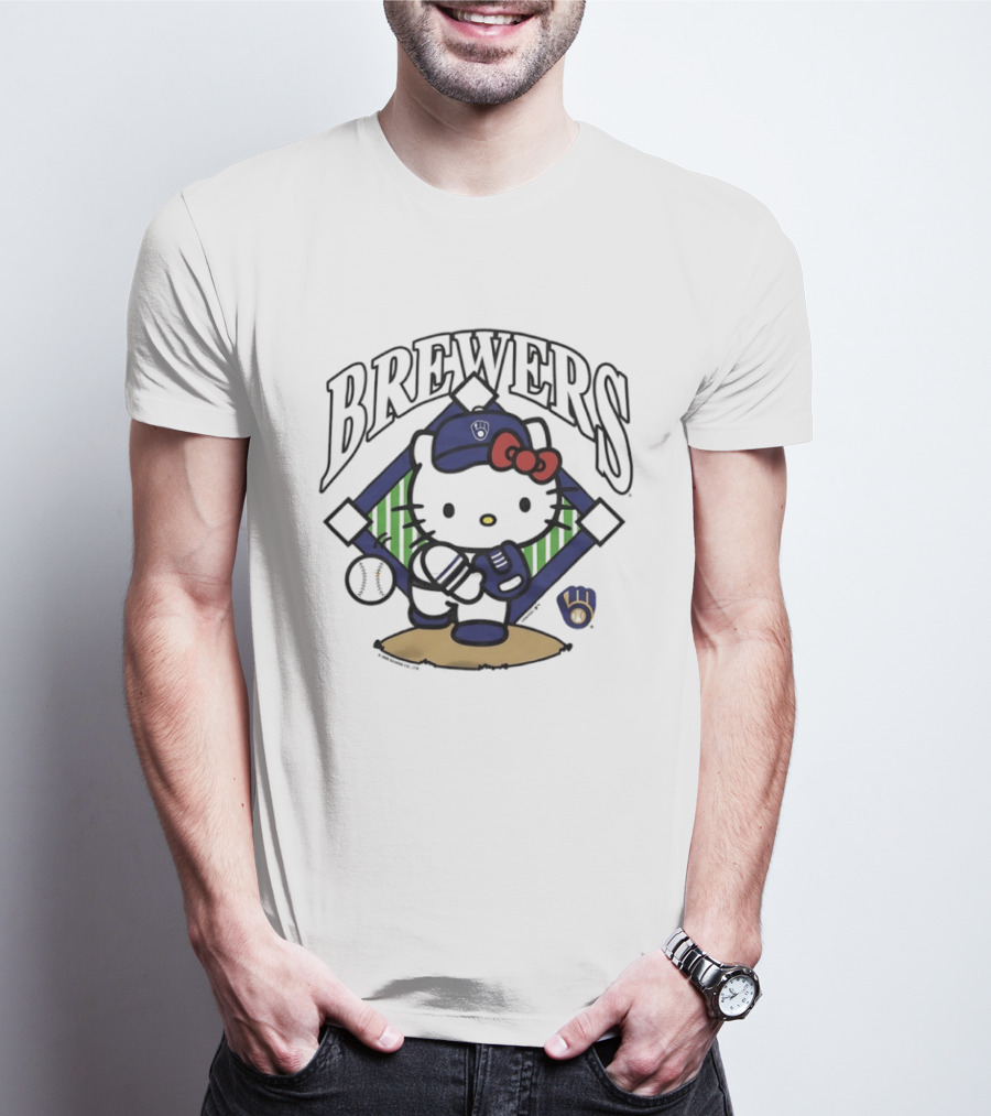 Hello Kitty Milwaukee Brewers Baseball Collaboration T-Shirt