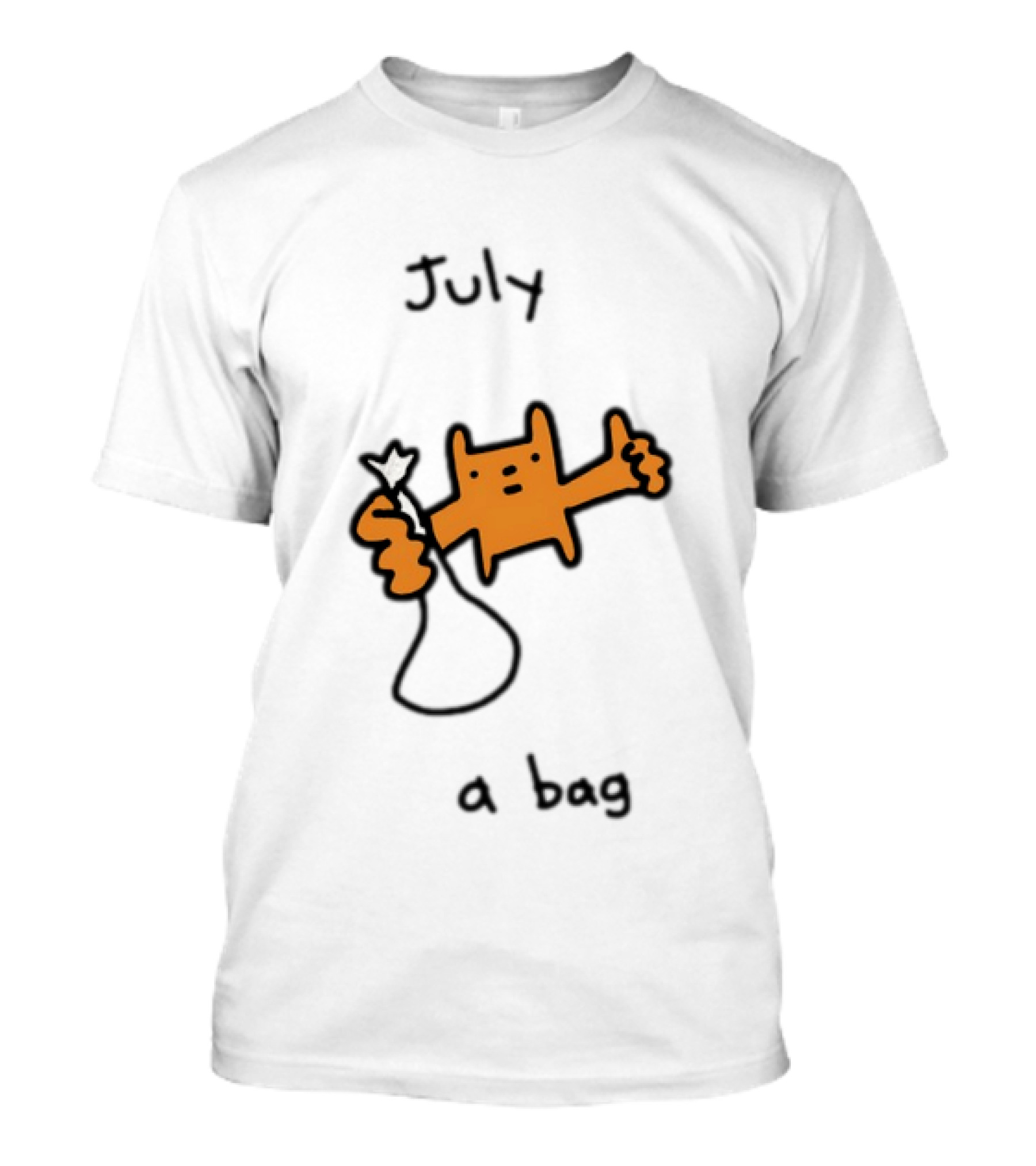 July A Bag Orange Character Doodle With White Knot Balloon T-Shirt
