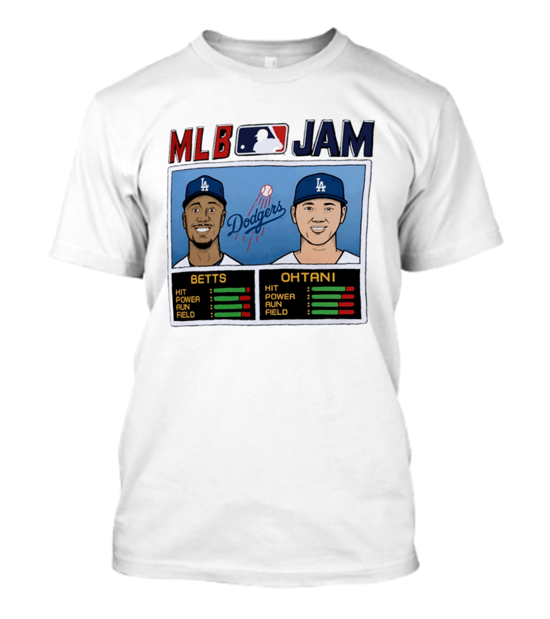 MLB Jam Mookie Betts Shohei Ohtani Dodgers Hit Power Run Field T-Shirt