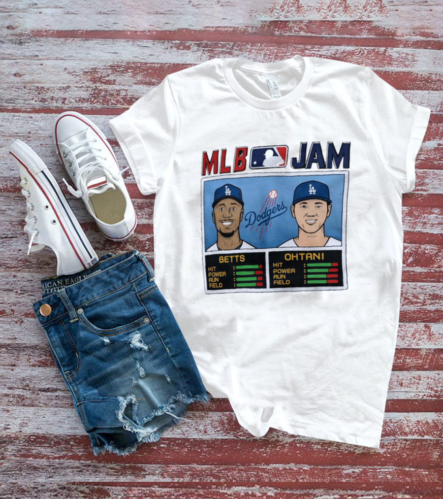 MLB Jam Mookie Betts Shohei Ohtani Dodgers Hit Power Run Field T-Shirt